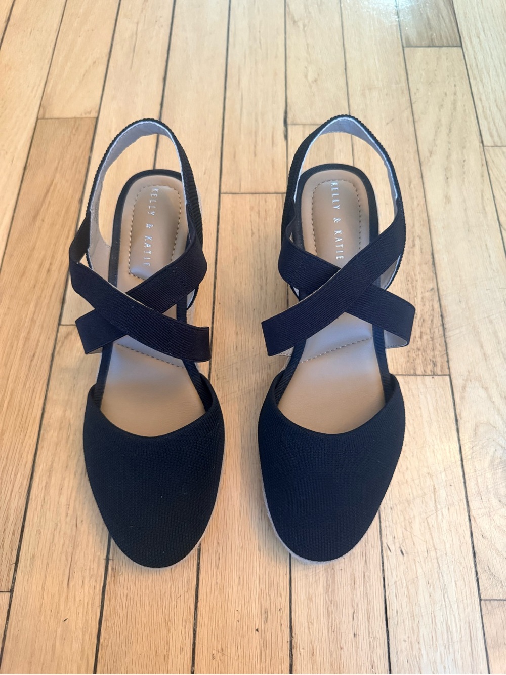 Kelly & Katie Black Crisscross Slingback Flats - Picture 1 of 5
